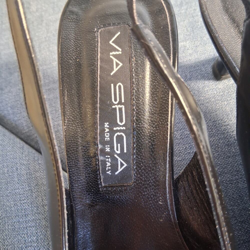 Via Spiga Black Patent Bow Slingback Heels 8M - Picture 3 of 5